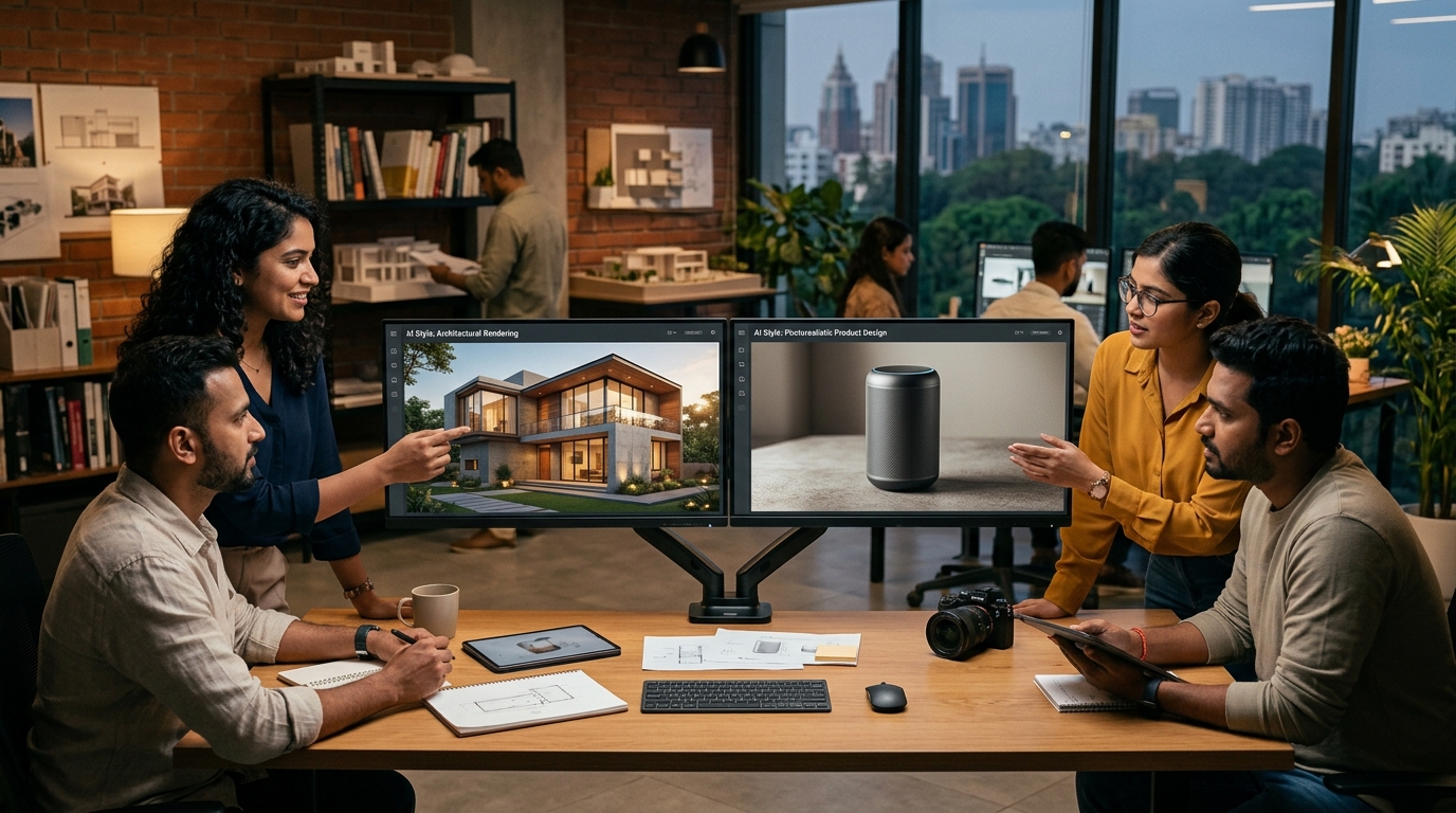 Design studio comparing creative styles with free AI image generators