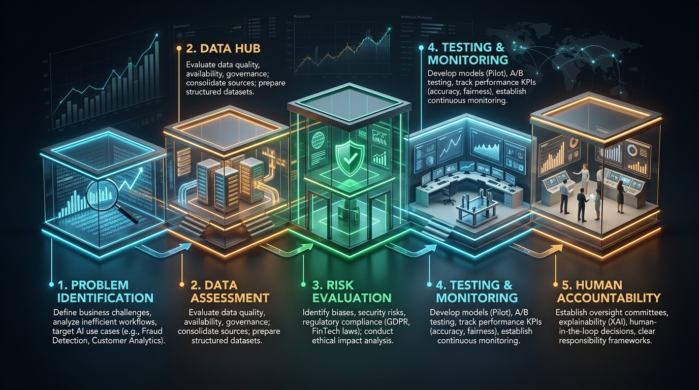 Five-stage practical AI adoption framework for institutional financial technology organizations