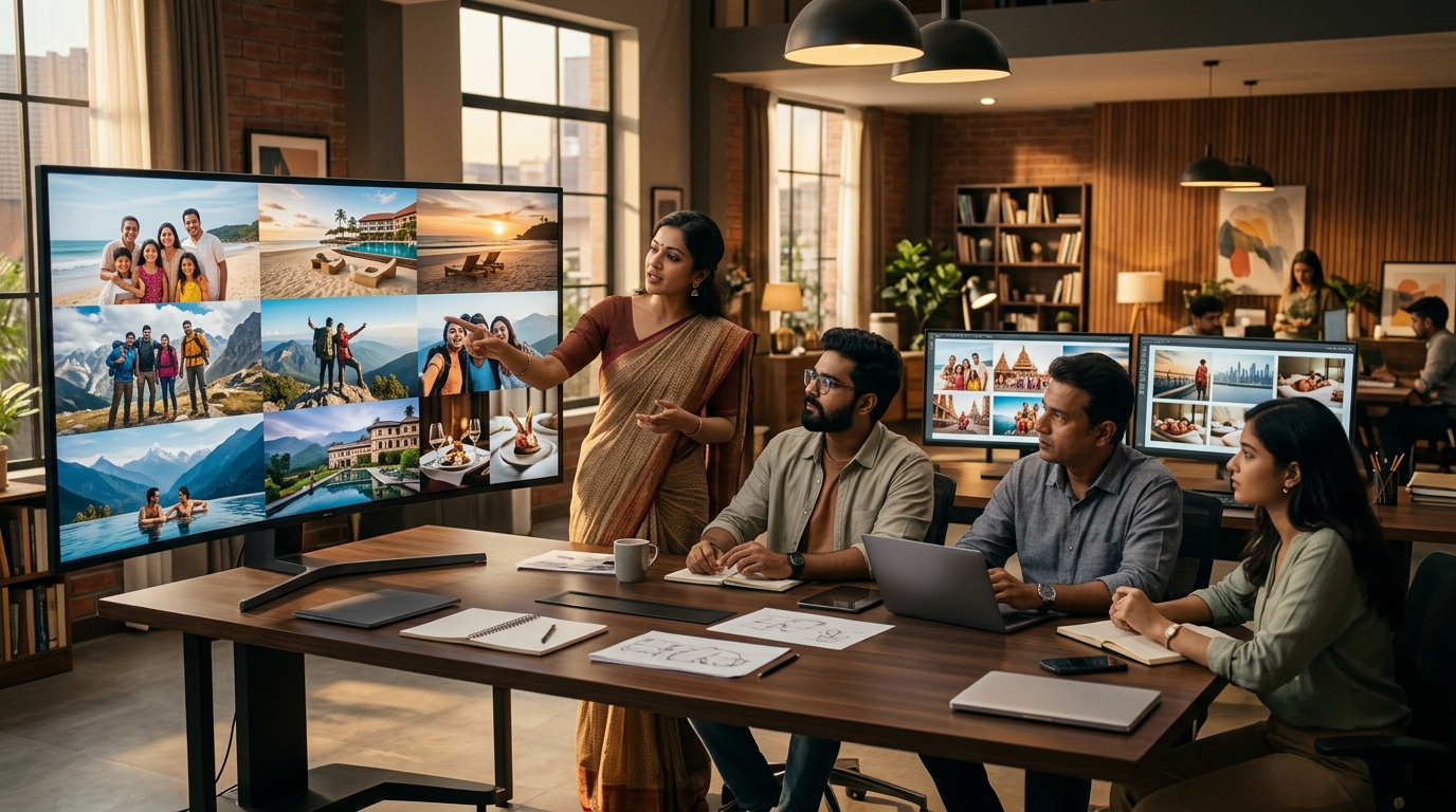 Creative studio developing audience-segmented visual variations using free AI image generators
