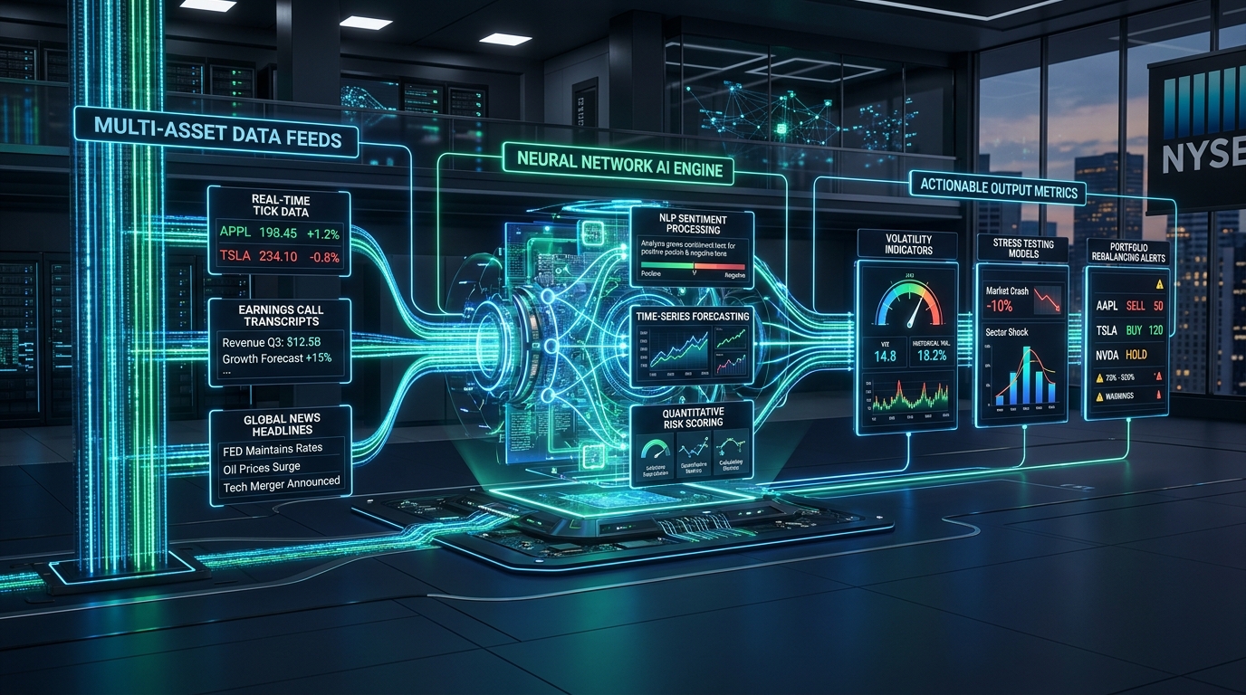 Data ingestion and quantitative risk workflow architecture for stock market AI